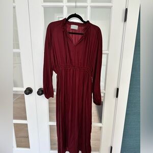 New never worn Modern Citizen Burgandy Magdalena Long Sleeve Dress